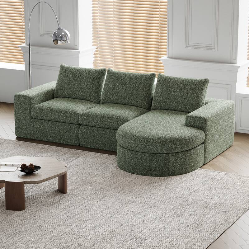 99" Chenille Cloud Curved Sectional Sofa with Deep Seats