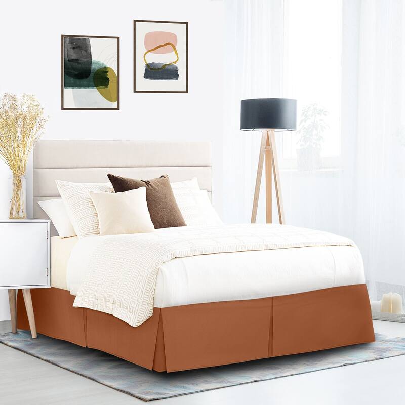 Nestl Pleated 14 inch Tailored Drop Bed Skirt - Soft Double Brushed Premium Microfiber Ruffle Bed Skirt - Full XL - Rust Sienna