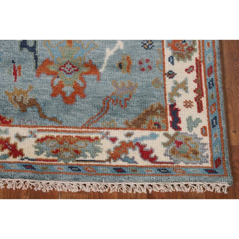 Transitional Blue Oushak Oriental Accent Rug Handmade Wool Carpet - 3'1"x 4'10"
