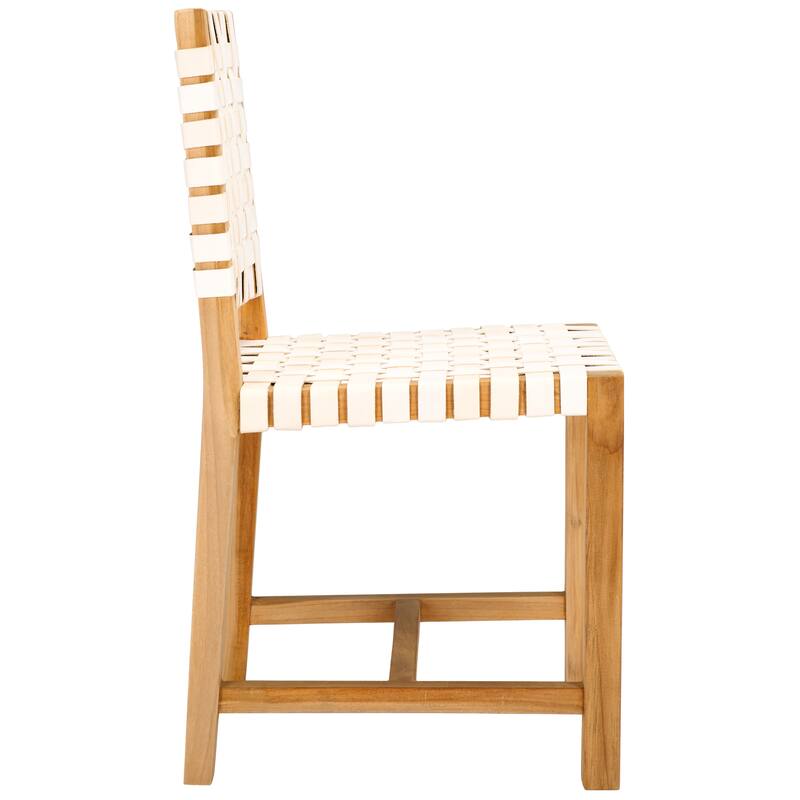 SAFAVIEH Arlene Solid Wood & Leather Dining Chair (Fully Assembled) - 18.3 In. W x 20.3 In. D x 33.7 In. H - 18Wx20Dx34H