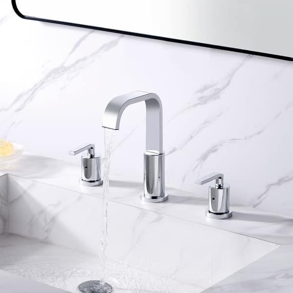 slide 2 of 16, Luxier WSP03-T Widespread Bathroom Faucet with Pop-Up Drain Chrome