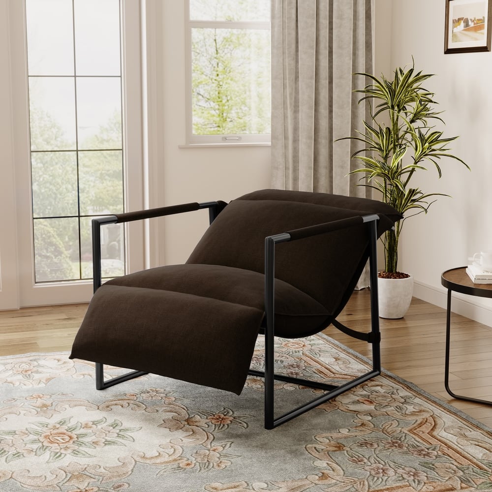 Metal Sling Accent Chair Armchair with Adjustable Headrest