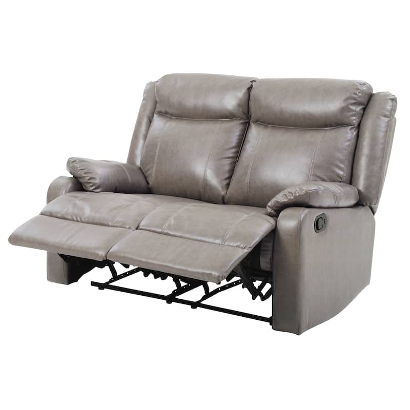 Ward Faux Leather Double Reclining Loveseat - Grey