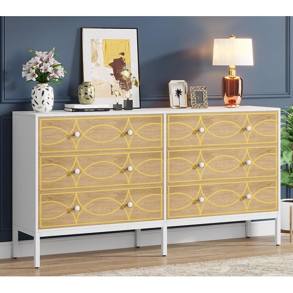 chinese dress ladies Lyni 55 Inch Tall Dresser Chest with 5 Drawers, Farmhouse White Acacia Wood  By Casagear Home - BM313178