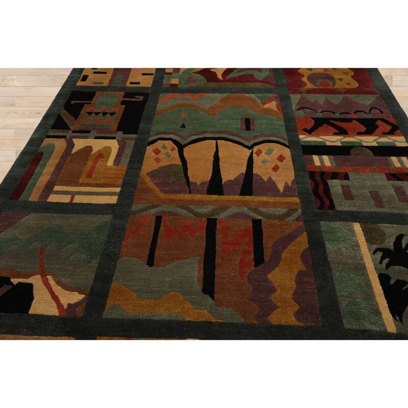 8x9'11'' Hand Knotted Wool Teal Tibetan Plush Pile Tufenkian Wash Rug - 8' x 9' 11''