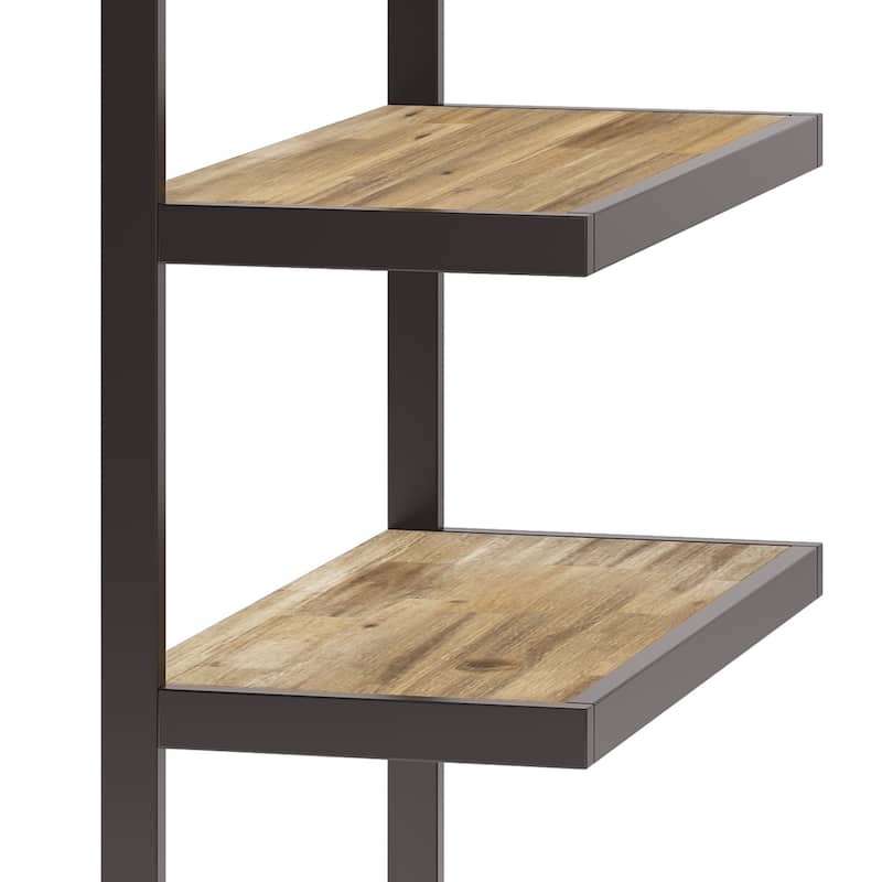 WYNDENHALL Cecilia SOLID ACACIA WOOD and Metal 66 inch x 36 inch Rectangle Industrial Bookcase - 36"w x 16.5"d x 66" h