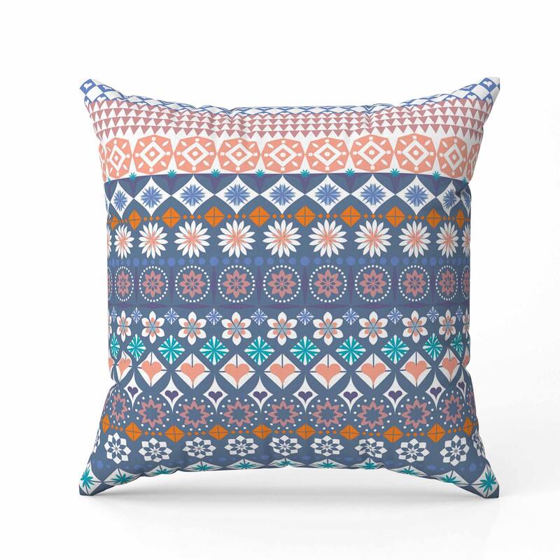 Shape Synergy Indoor/Outdoor Reversible Throw Pillow Blue and Orange