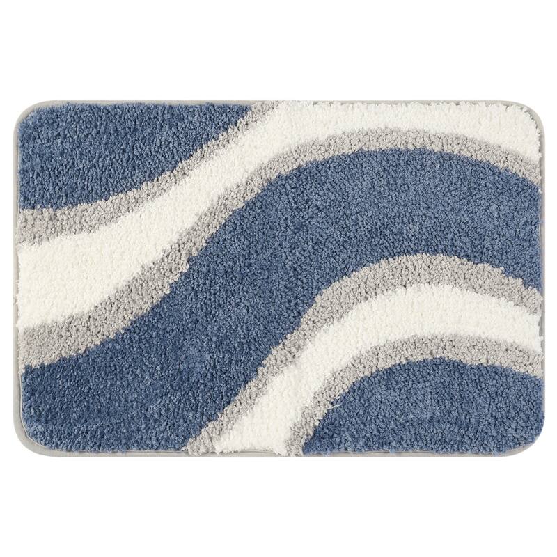 Wavy Stripes Bathroom Rug Mat, Absorbent Bath Rug, Non-Slip Bath Mats for Bathroom Floor, Tub and Shower