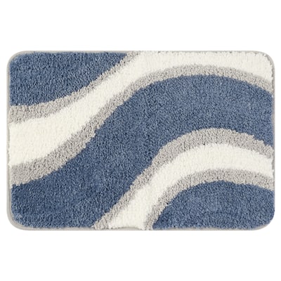 Wavy Stripes Bathroom Rug Mat, Absorbent Bath Rug, Non-Slip Bath Mats for Bathroom Floor, Tub and Shower