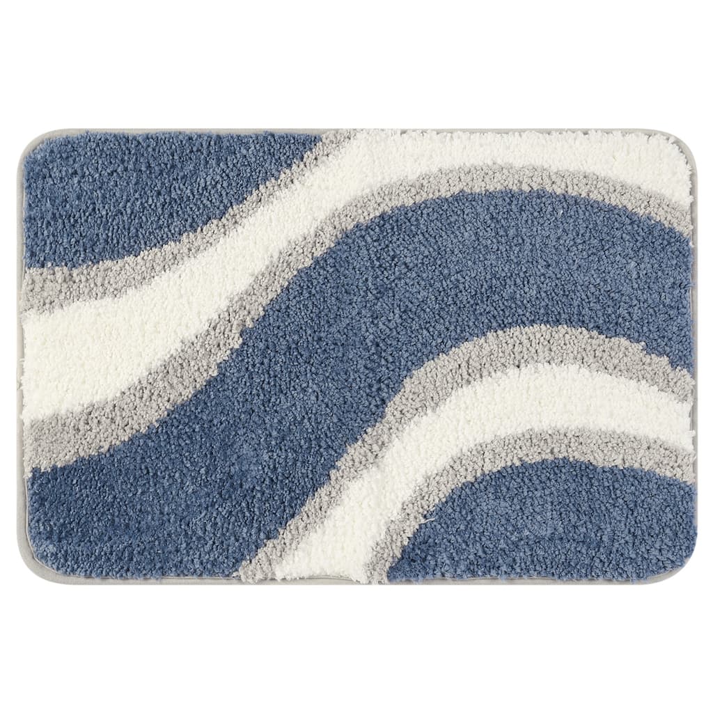Wavy Stripes Bathroom Rug Mat, Absorbent Bath Rug, Non-Slip Bath Mats for Bathroom Floor, Tub and Shower