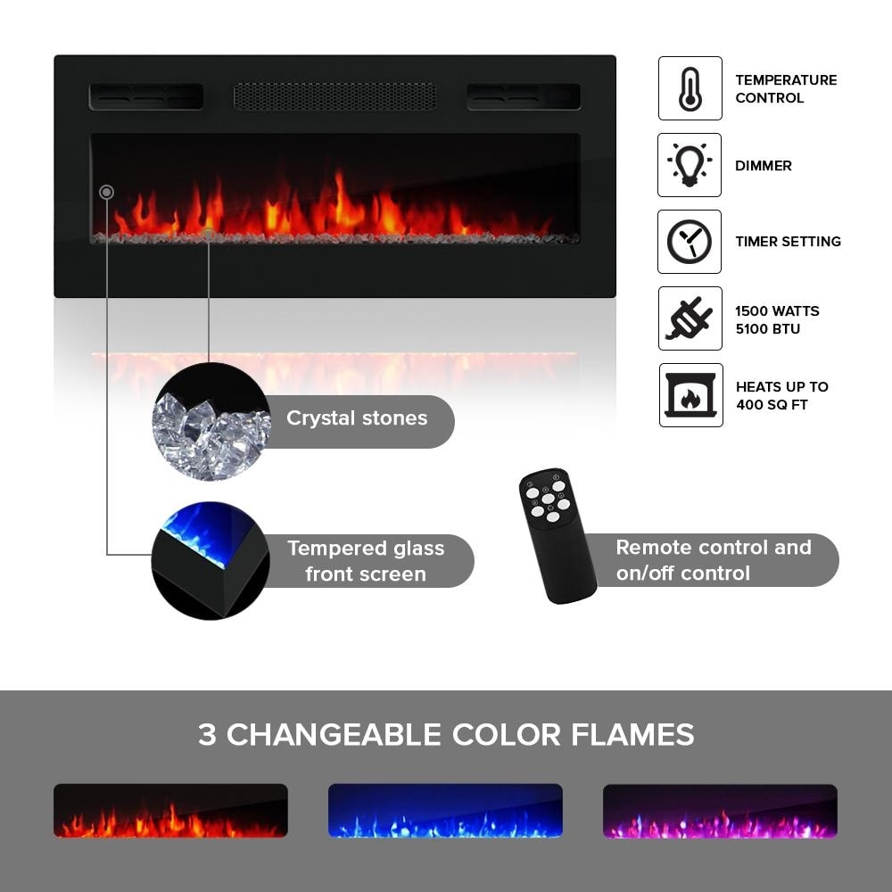 Rova EF Electric Fireplace Modern 75" TV Stand