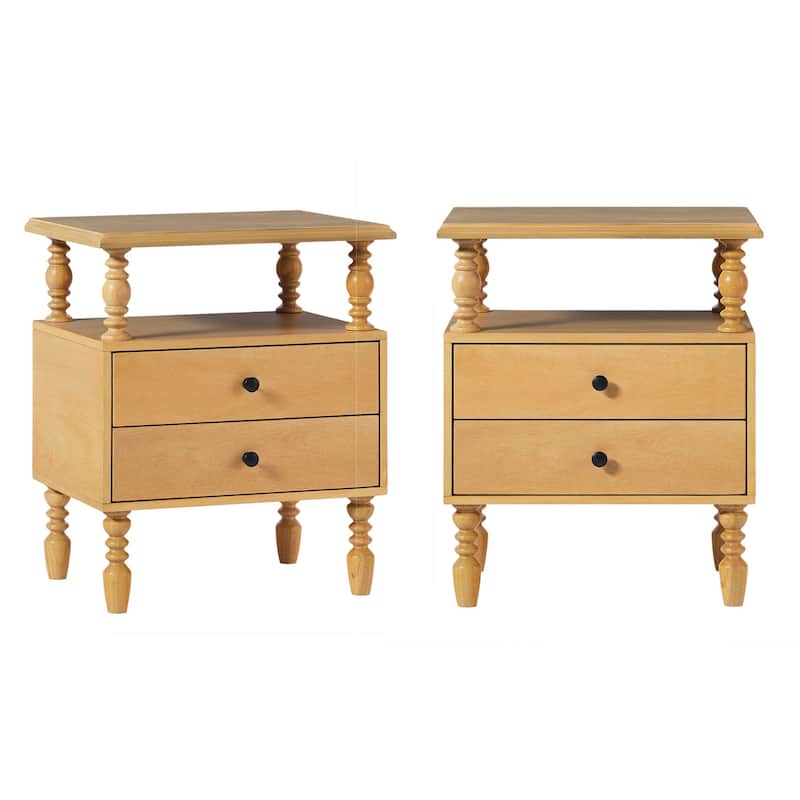Walker Edison Easy Assembly Solid Wood 2-Drawer Nightstand (Set of 2)