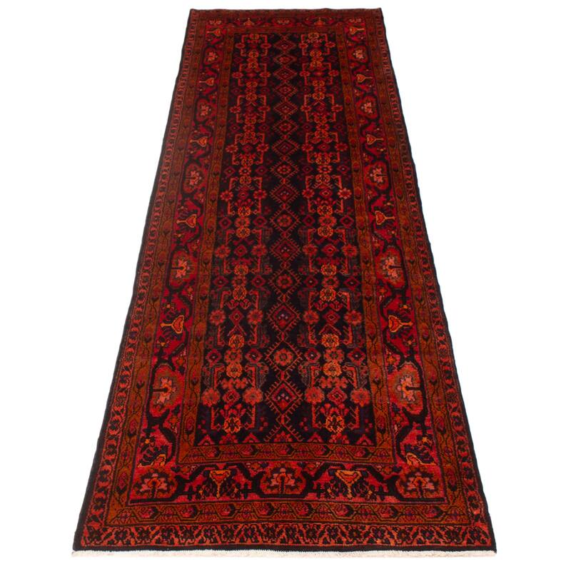 ECARPETGALLERY Hand-knotted Andelz Navy, Red Wool Rug - 3'10 x 13'9