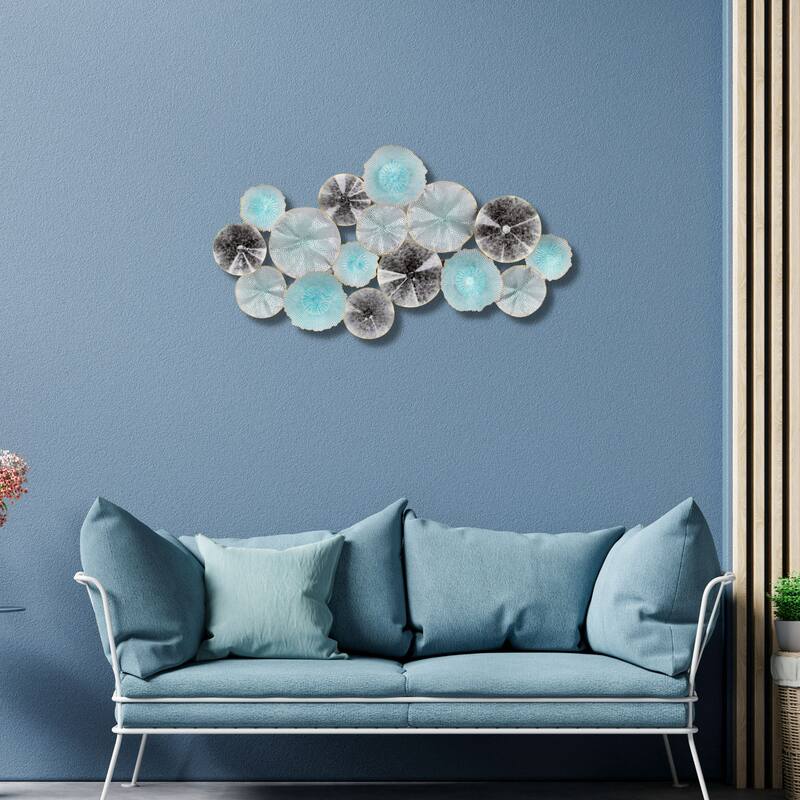 Flower Burst Coastal Wall Decoration - Blue and Black - 23.75" x 43.5"