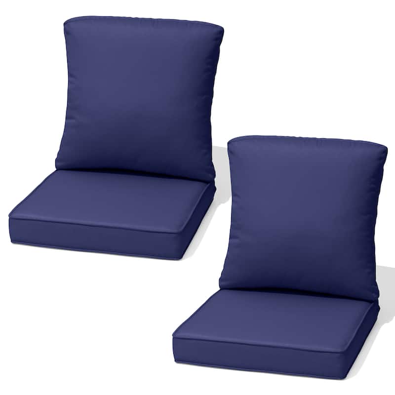 22 x 21 in Patio Premium fabric Outdoor Seat Cushions Set (Seat & Back) - 2PC - NavyBlue