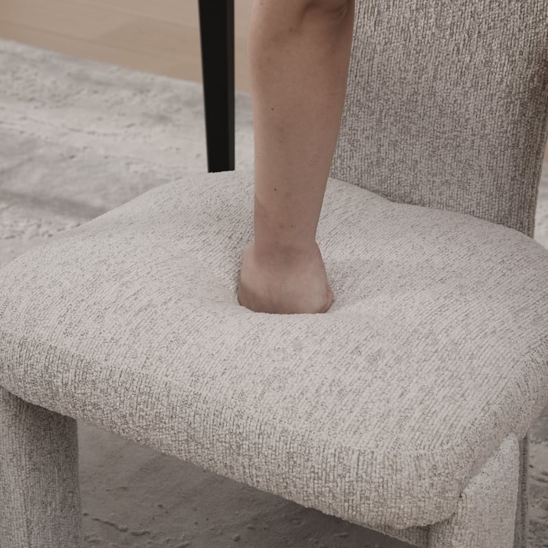 22.05" Wide Modern Upholstered Chenille Dining Chair Set of 4 with Rubberwood Legs, Armless Curved Back Accent Chairs