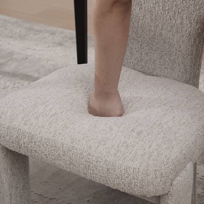 4-Piece, Modern Chenille Dining Chair Set with Rubberwood Legs and Curved Back, for Living Room, Dining Room, Beige