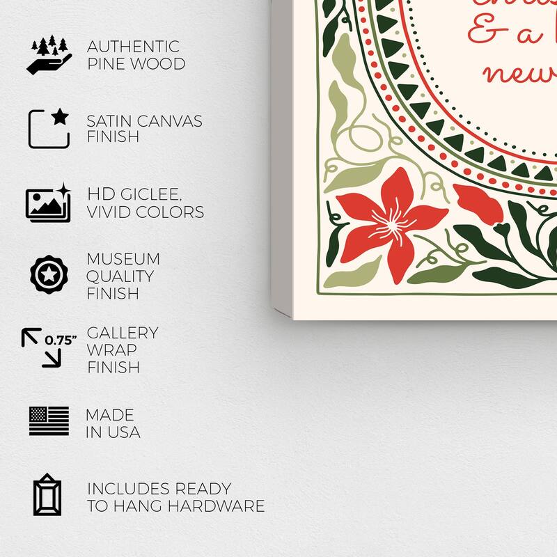 Wynwood Studio Canvas Holiday and Seasonal Medieval Modern Christmas Wishes Red Modern & Contemporary Wall Art Canvas Print