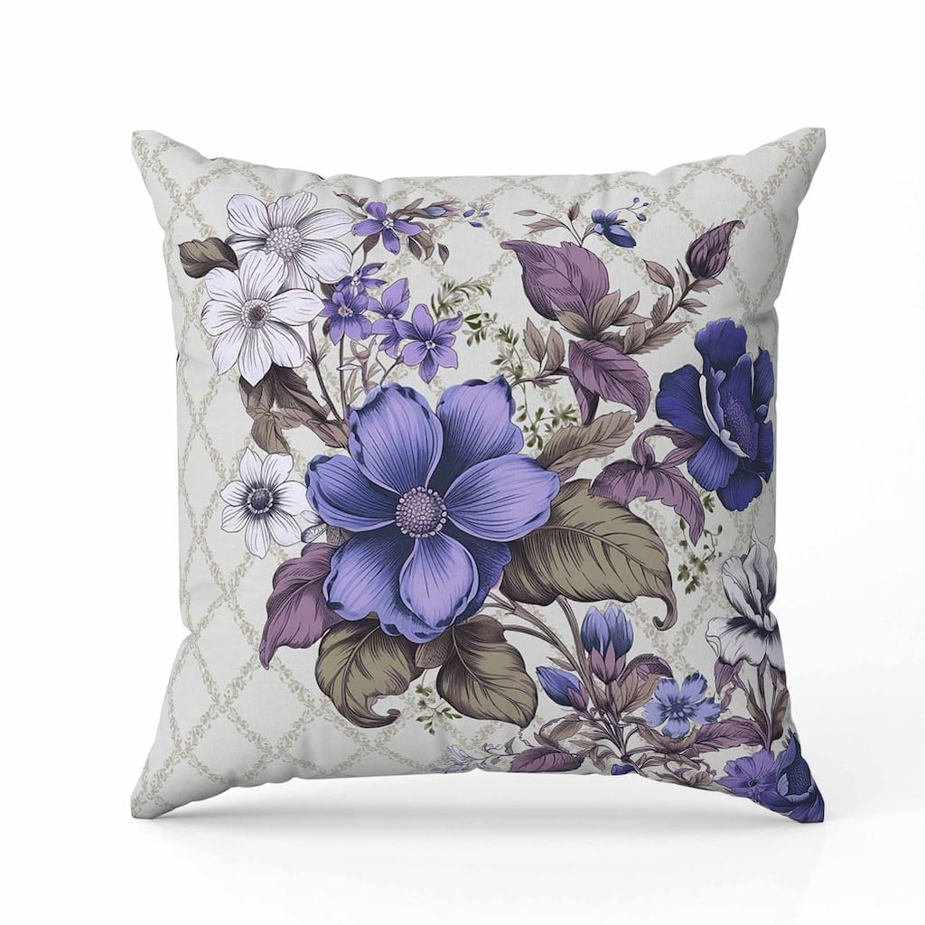 Wildflower Artistry Indoor/Outdoor Reversible Throw Pillow Blue and Purple