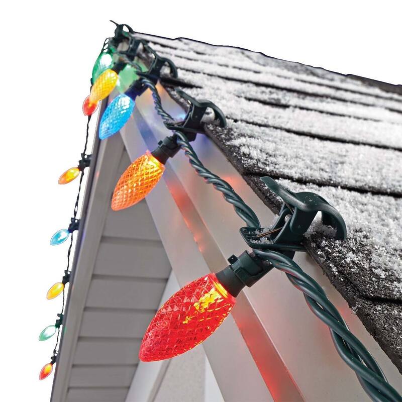 NOMA Quick Clip C9 LED Christmas String Lights, 66.8 Foot, 100 Multicolor Bulbs - 66.6