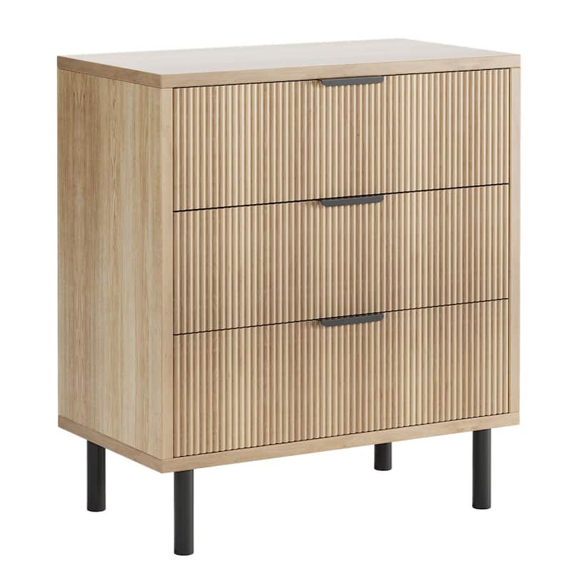 3/5/6 Drawer Fluted Dresser for Bedroom, Modern Wide Chest of Drawers with Metal Legs