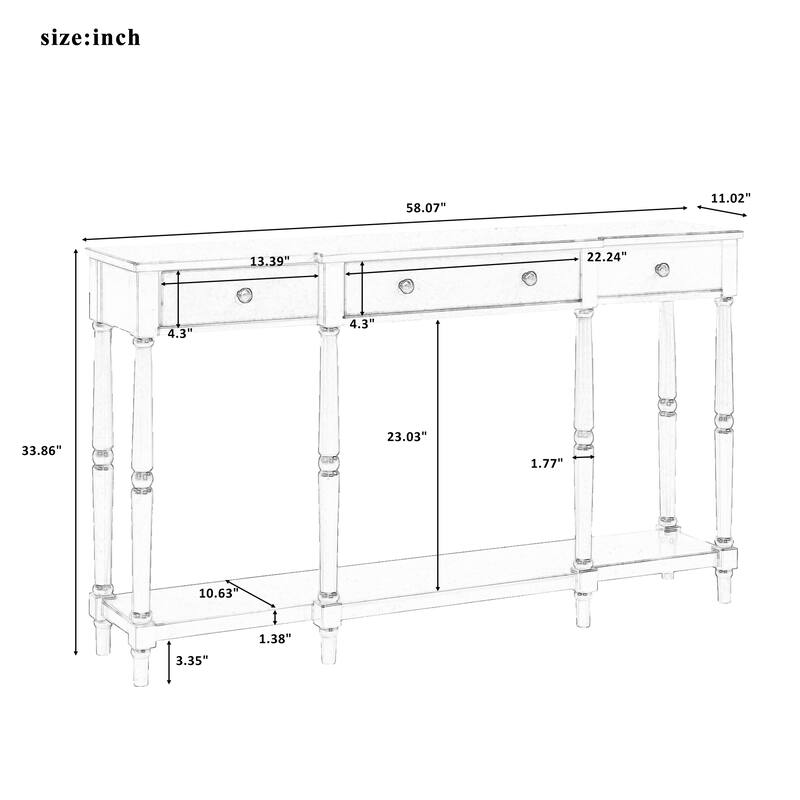 58.07" Wide Solid Wood Console Table