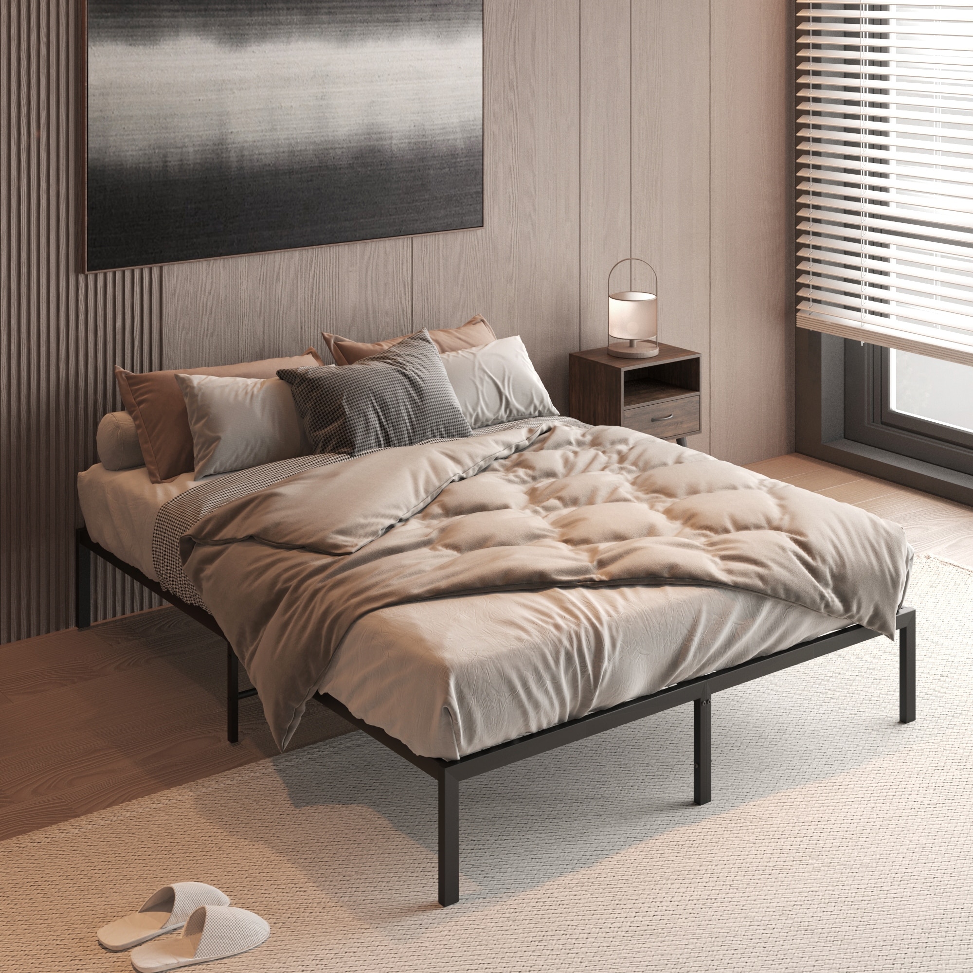 Black Metal Platform Bed Frame