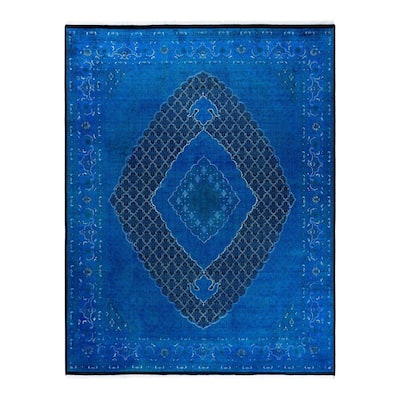Fine Vibrance One-of-a-Kind Hand-Knotted Area Rug - Blue, 8' 2" x 10' 4" - 8' 2" x 10' 4"