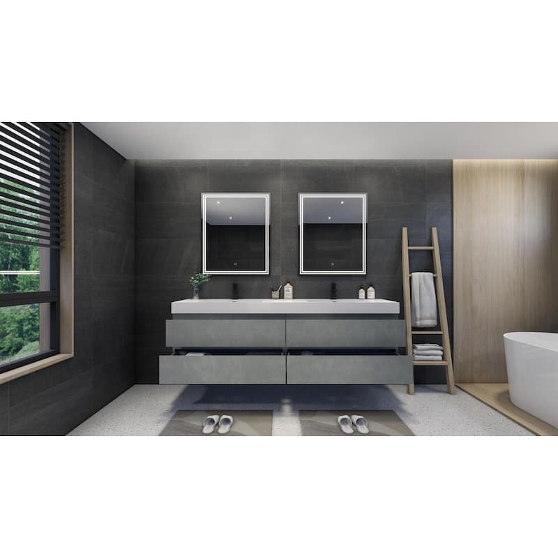 Baillie 84'' Wall-Mounted Vanity with Double Reinforced Acrylic Sink
