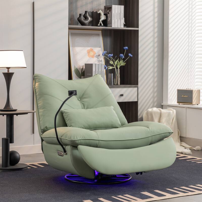 Swivel Power Recliner Chair with USB Port and Atmosphere Lamp