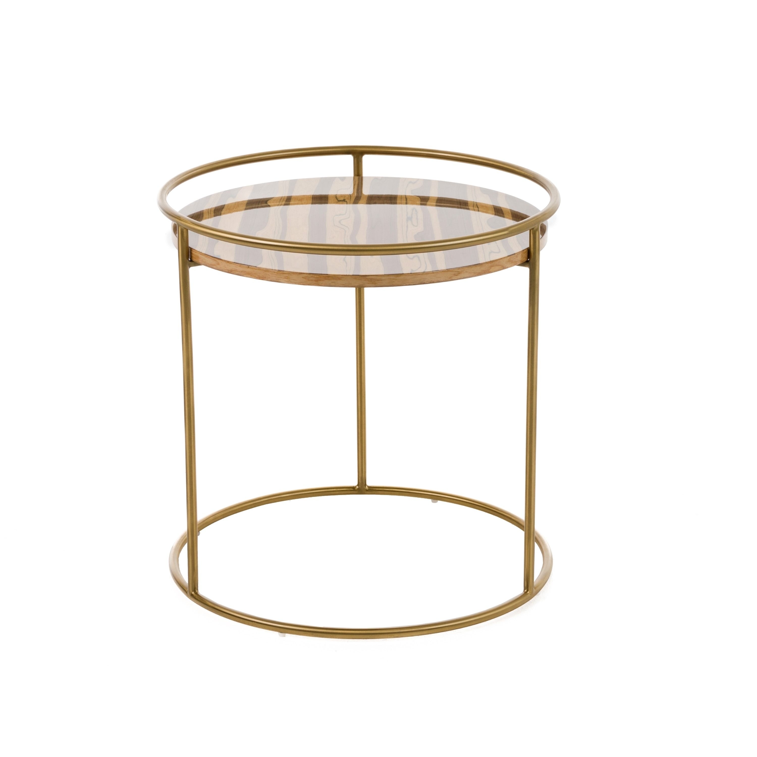Modrest Gilcrest Glam Brown and Gold Marble End Table