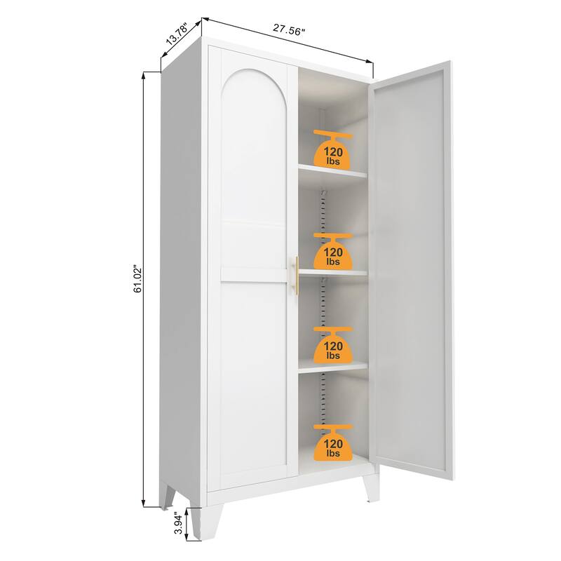 71'' Metal Storage Cabinet with Shapely Doors, Adjustable Shelves, Tall Steel Organizer for Bedroom, Living Room or Kitchen