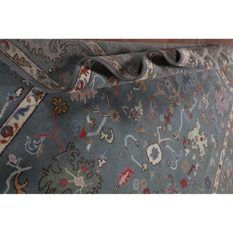 All-Over Floral Oushak Oriental Area Rug Handmade Wool Carpet - 8'10"x 11'11"