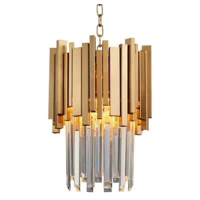 Gold Plated Kitchen Island Dining Entry Crystal Chandelier Pendant 12"