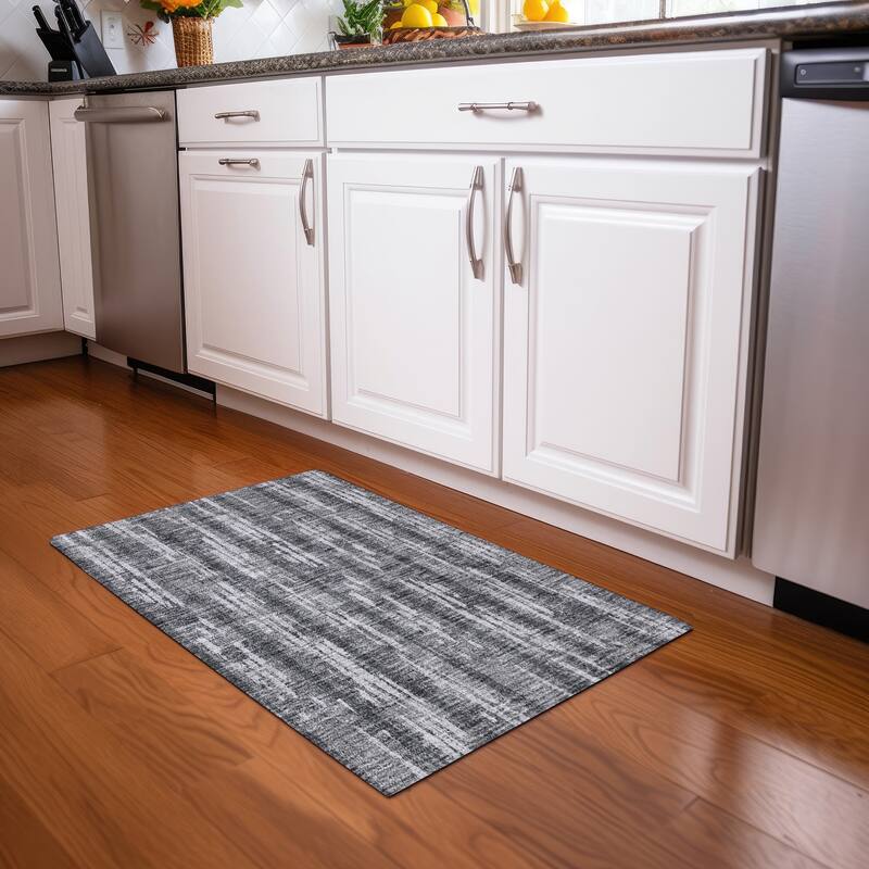 Premium Washable Super Soft Stripe Abrash Mayfield Rug - Gray - 1'8" x 2'6"