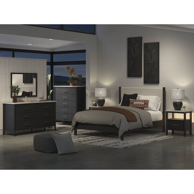 Signature Design by Ashley Cadmori Upholstered Panel Platform Bed
