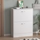 preview thumbnail 3 of 13, 23.6"W Trendy Shoe Storage Cabinet with 2 Large Fold-Out Drawers