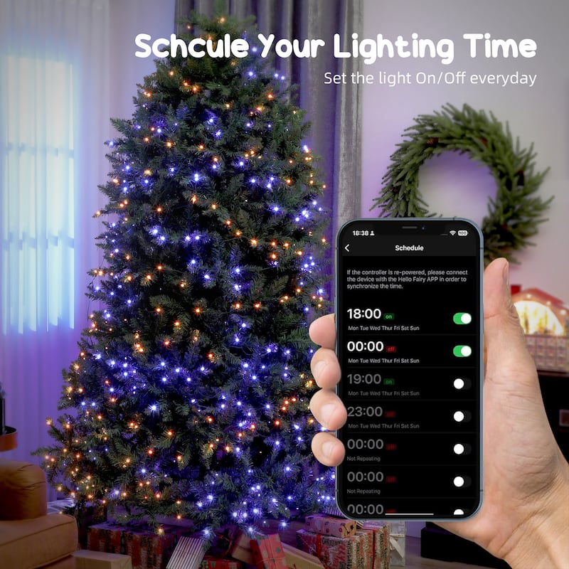 HOMCOM 7.5ft Smart Prelit Xmas Tree: Full-Spectrum RGB, App/Remote, Hinged, Easy Assembly, Green
