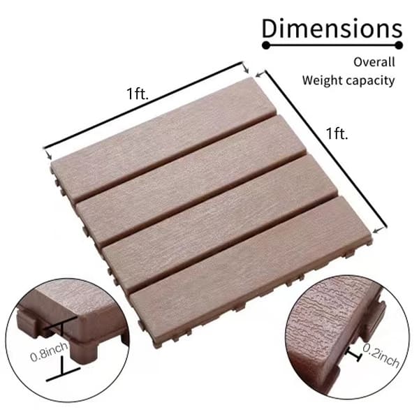 1 ft. x 1 ft. 4-Slate Composite Deck Tile in Dark Gray for Outdoor Flooring All Weather Use (44 Per Box)
