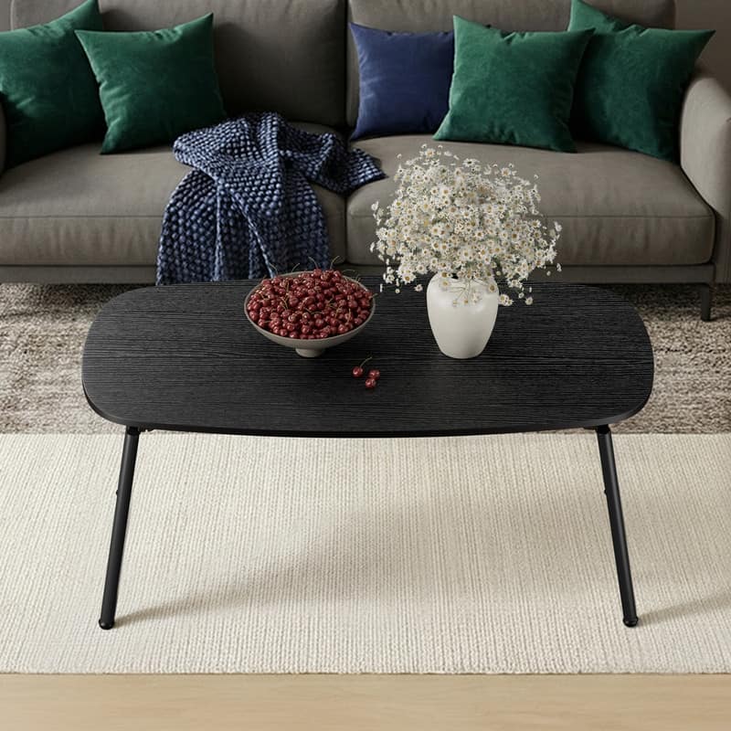 Foldable Coffee Table with no Storage for living room - Black