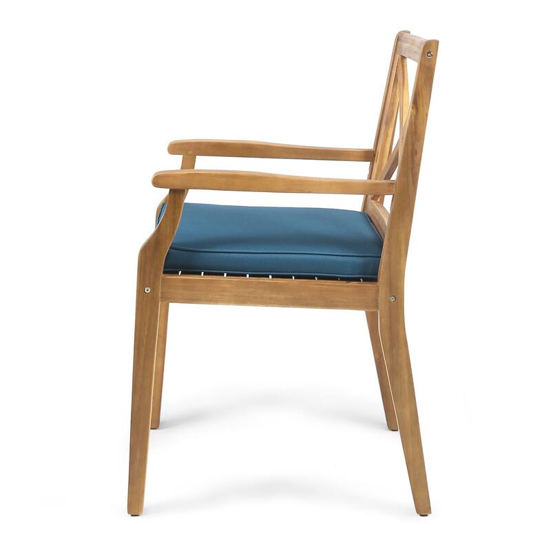Outdoor Dining Chair Set with Cream Cushions