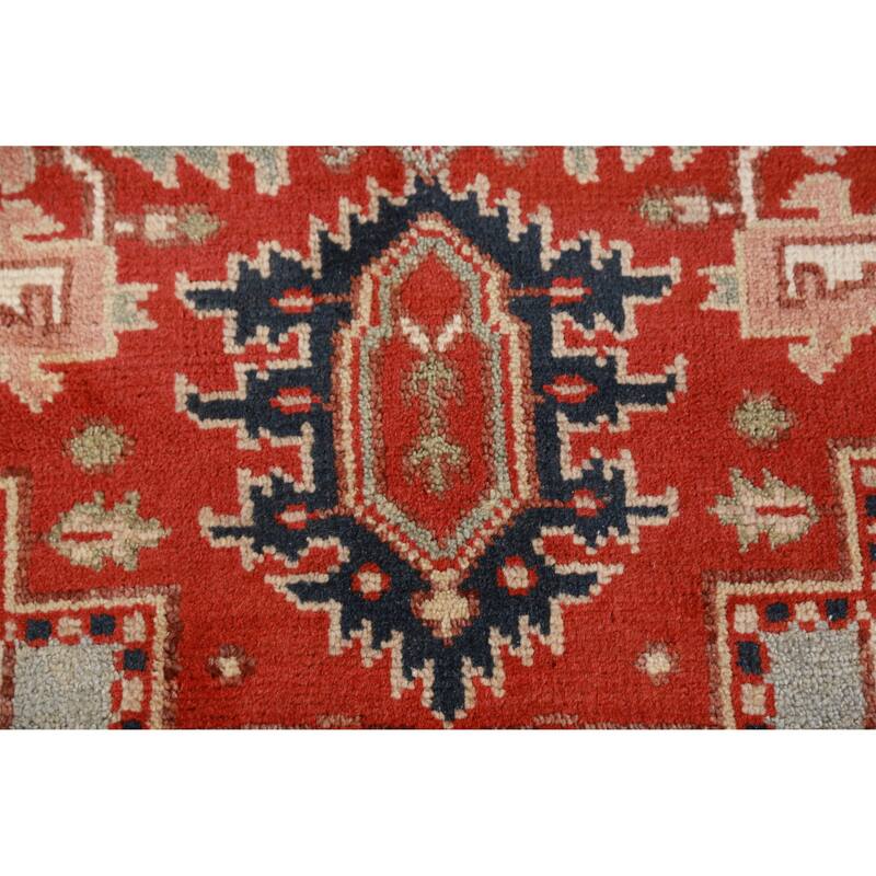 Hand Knotted Oriental 100% Wool Carpet Traditional Medallion Oranges & Rust Heriz (serapi) Area Rug - 9' 9'' X 8' 0''