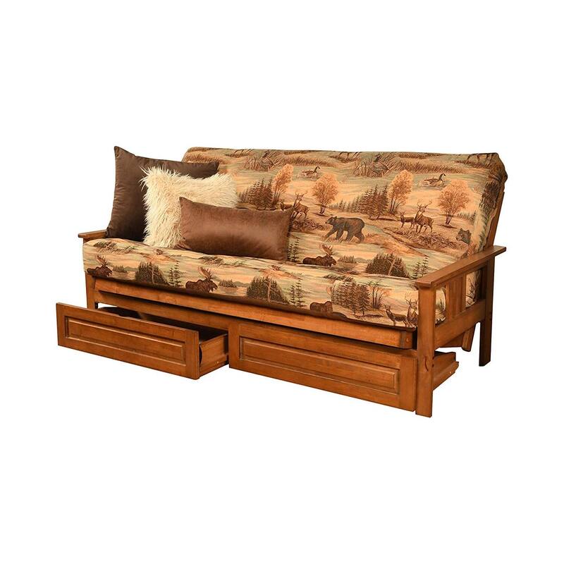 79 in. Barbados/Canadian Polyester Upholstered Full Size Futon Set with Mattress and Storage Drawers