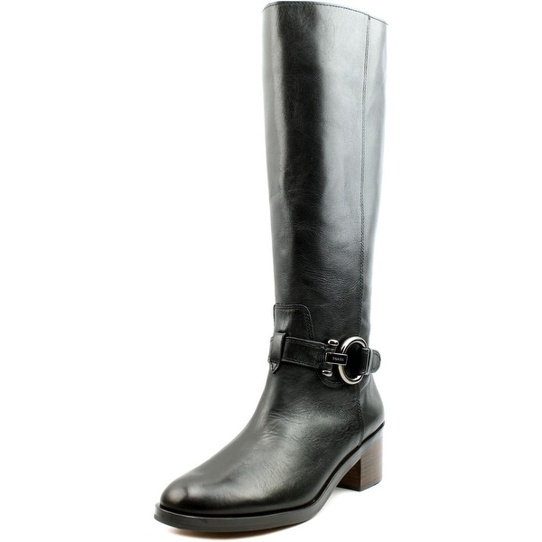 Coach Carolina Women Round Toe Leather Black Knee High Boot