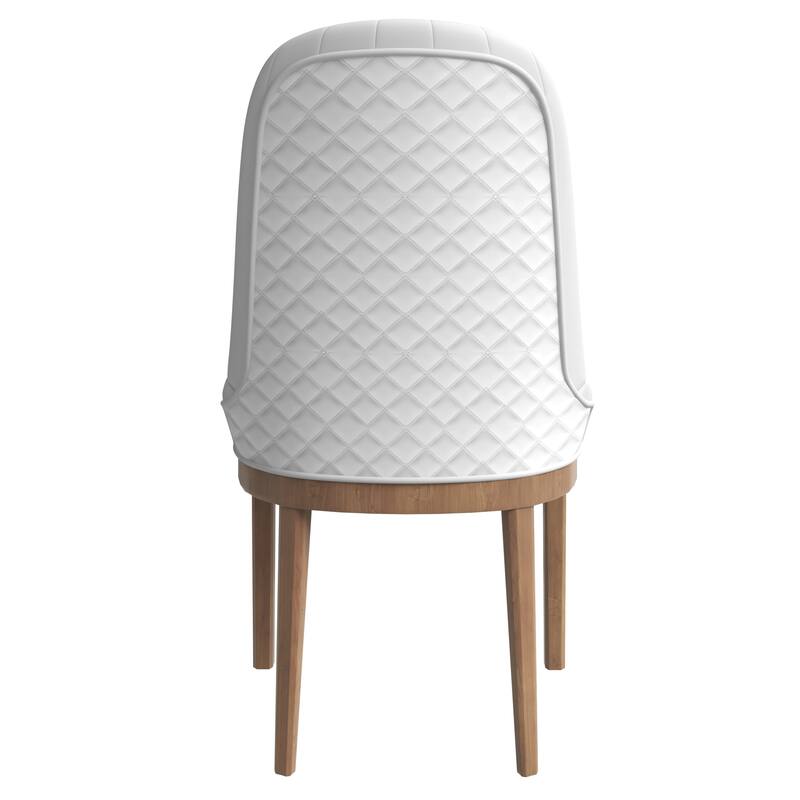 Leather Dining Chair with Rubberwood Legs Side Charis Sleek Diamond Stitching Back