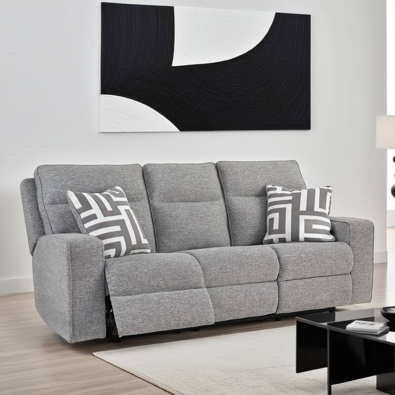 Cloe Power Reclining Sofa, Gray Performance Nuvella, 2 Pillows 88 Inch