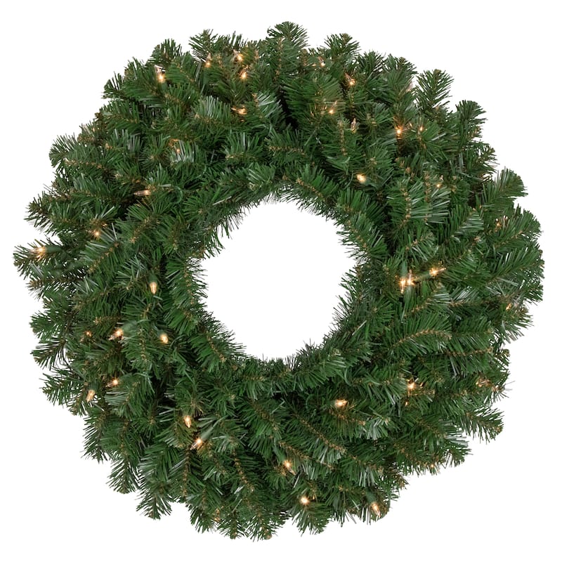 Pre-Lit Deluxe Windsor Pine Artificial Christmas Wreath - 36-Inch Clear Lights - 36"