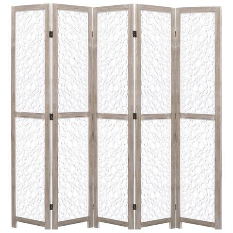 5-Panel Room Divider White 68.9"x64.7" Solid Wood