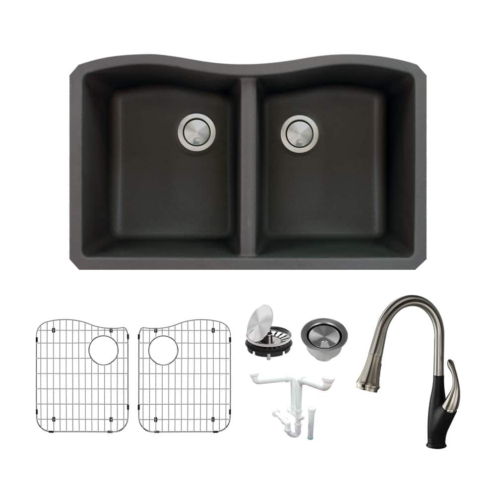 Transolid KF-AUDE3219 Aversa 31-15/16" Undermount Double Basin Granite