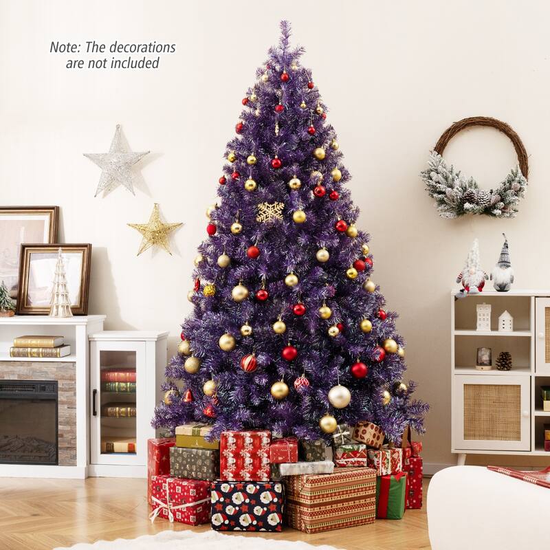 Gymax 7.5 FT Pre-Lit Tinsel Christmas Tree Artificial Xmas Tree w/